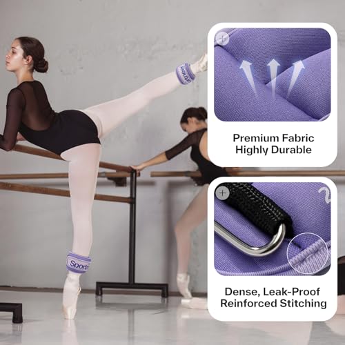 Sportneer Ankle Weights 0.5/1/2/3/5 LBS 1 Pair Wrist Leg Arm Weights - color: Purple, size: 2 lb x 2