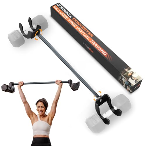 Dumbbell Barbell Converter Bar, Self-Balancing Rotating Ends, Convert Dumbbell Bar To Barbell Set, Full Foam Bar, Anti-Slip Handle, Under 3ft Long And Easy Storage, Compatible for all Dumbbell Sizes