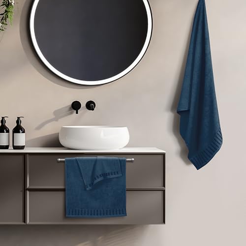MALLONI HOME Ultra Soft 3 Pack Cotton Towel Set, Contains a Bath Towels 28x55 inch, a Hand Towels 16x24 inch & a Wash Coths 12x12 inch, Ideal Everyday use, Compact & Lightweight - Mineral Blue - color: Mineral Blue, size: 3 Pack Set