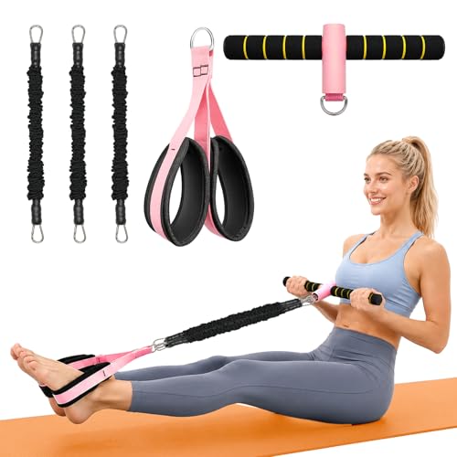 Upgraded Pedal Resistance Bands with Handles, 3 Heavy Tube Adjustable Exercise Bands Set Ideal for Women and Men, Sit Up Exercise Equipment for Abdomen, Waist, Arm, Core/ABS, Leg, Physical Therapy