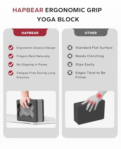 HAPBEAR Yoga Blocks 2 Pack - 9x6x3in High-Density EVA Foam with Non-Slip Textured Surface, Supportive for Deep Stretching & Lightweight - Ideal for Yoga, Pilates, Stretching Exercises