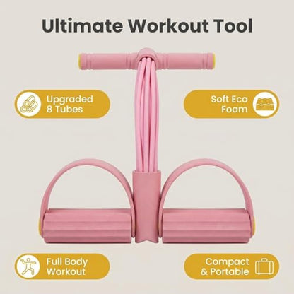 Handles for Elastic Resistance Tube Multifunction Fitness Training Pull Exercise Bands Abdomen/Waist/Arm/Leg Device Foot Handle, with Pedal Rope Fashion Tension Stretching 8 Puller Band Pedal(Pink)