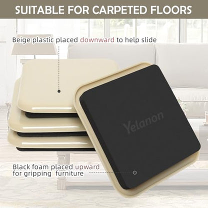 Furniture Sliders, 20 pcs-3 1/2” Square Beige Furniture Sliders for Carpet, Furniture Pads for Hardwoods Floors，Furniture Movers Sliders, Reusable Moving Pads, Floor Protectors for Carpet - size: 20pcs 3.5"beige