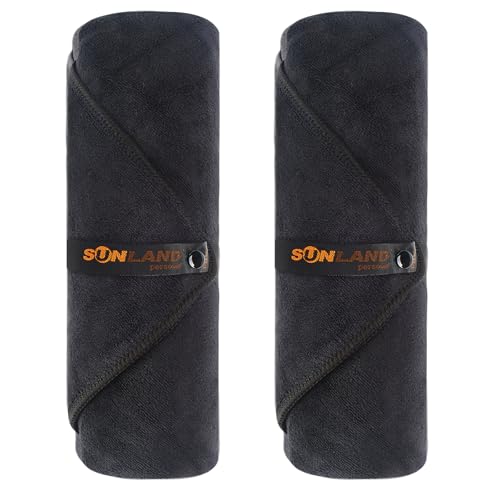 SUNLAND Microfiber Gym Bath Towels for Men Momen 24x48In - color: Black X 2