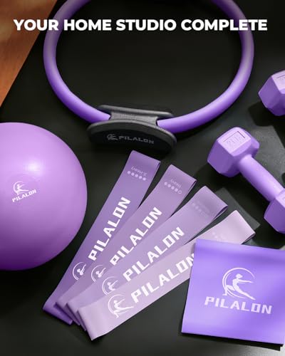 Pilates Ring Set - Studio-Grade Anti-Deformation Pilates Kit - Pilates Equipment for Home Workout - 14'' Pilates Ring, Pilates Ball, 2 Dumbbells, 5 Resistance Bands for Toning Arms, Thighs