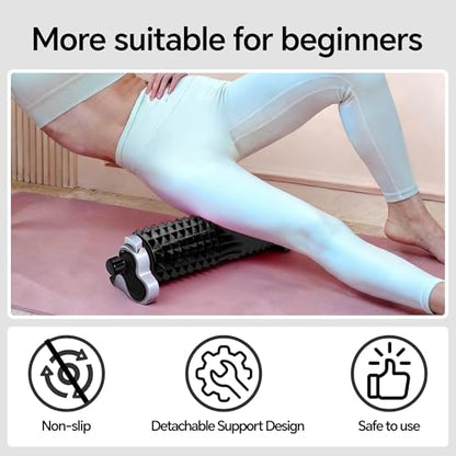 Foam Roller with Detachable Stand, 18” Deep Tissue Massage Roller, 3-Level Height Adjustable Support, Beginner-Friendly Design for Home Workout & Muscle Recovery - Black - color: Black