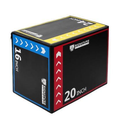 Fitvids Plyo Box, 3-in-1 Foam Plyometric Jump Box, 16”x20”x24” Box Jump for for Home Gym Training Fitness Workout Exercise