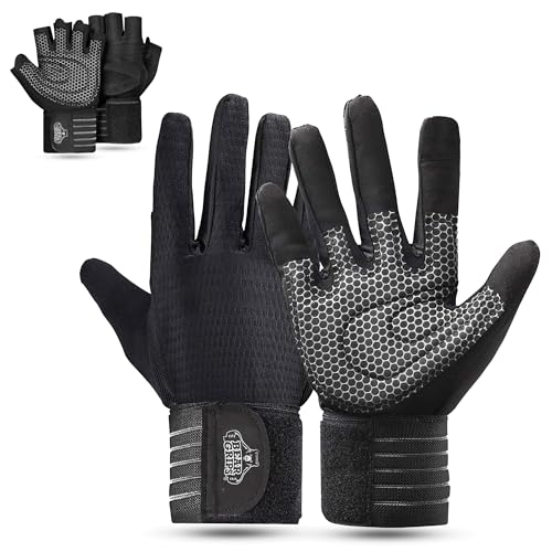 Bear Grips Weight Lifting Gloves for Men & Women | Half Finger Lifting Gloves | Full Finger Workout Gloves for Men | No Finger Exercise Gloves l Compression Weightlifting Gloves | Gym Gloves for Men