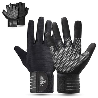 Bear Grips Weight Lifting Gloves for Men & Women | Half Finger Lifting Gloves | Full Finger Workout Gloves for Men | No Finger Exercise Gloves l Compression Weightlifting Gloves | Gym Gloves for Men