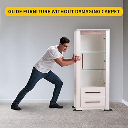 new space Oval Furniture Sliders, 8pcs 3 1/2" x 6" - Reusable Sliders for Carpet, Heavy-Duty Movers - Easily Move & Protect Furniture & Carpet