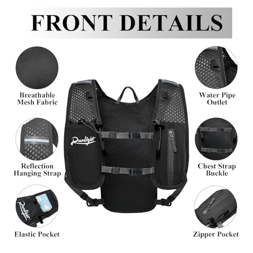 Running Vest for Women Men Lightweight Hydration Backpack Pack with 1.5L Water Bladder Bag Hydro Daypack for Hiking,Trail,Skiing,Camping,Cycling,Race,Marathon - color: Black