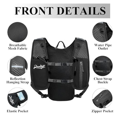Running Vest for Women Men Lightweight Hydration Backpack Pack with 1.5L Water Bladder Bag Hydro Daypack for Hiking,Trail,Skiing,Camping,Cycling,Race,Marathon - color: Black