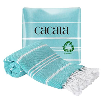 Cacala 100% Turkish Cotton Kitchen Tea Towels, Highly Absorbent Luxury Soft Quick Drying Dish Towel with Hanging Loop for Gym, Yoga, Bath, Sports, Cleaning and Kitchen (23 x 36), Aqua - color: Aqua