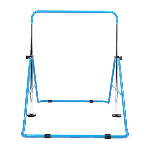 Kids Gymnastics Bar Gymnastic Equipment for Home Adjustable Height Gymnastic Training Bar Gymnastic Stuff for 3-7 Years Old Girls - color: Blue
