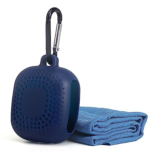 Outdoor Travel Quick Drying 40CM Towel with Portable Creative Silicone Box, Microfiber Cold Sports Quick Drying Towel, Gym, Beach, Yoga, Sports Travel (Blue) - color: Blue