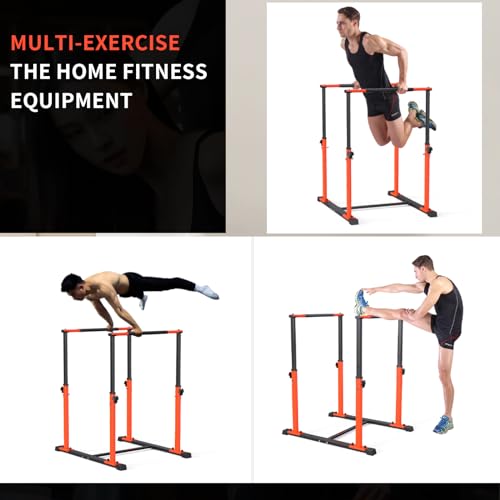 Dip Bar Station Functional Fitness Workout Dip bar 3 Level Adjustable Height Dip Stand 400lbs Heave Duty Dip Station for Full Body Workout Fitness