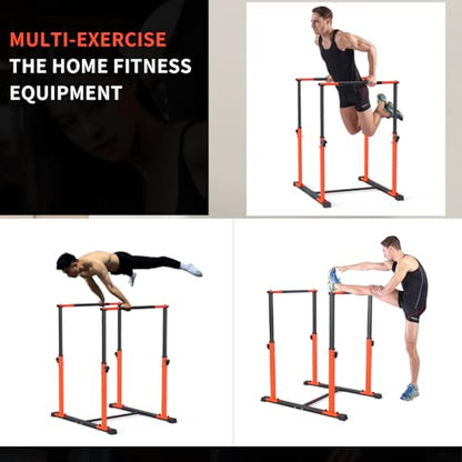 Dip Bar Station Functional Fitness Workout Dip bar 3 Level Adjustable Height Dip Stand 400lbs Heave Duty Dip Station for Full Body Workout Fitness