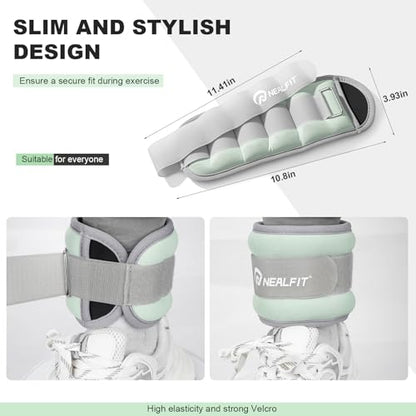 Ankle Wrist Weights, Adjustable Arm Leg Weights for Women Men, Secure Fit Non-Slip Exercise Weights for Home Workout, Running, Walking, Aerobics, Physical Therapy