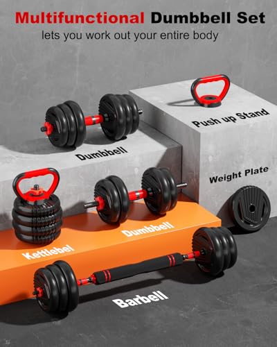 Adjustable Dumbbell set,20/30/45/70/90lbs Free Weight Set - style: 70LB(35LB Pair)