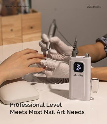 MelodySusie Entry-Level Clip-On Rechargeable Essential Nail Drill, SC300F 30000RPM E-File with LCD Display for All Manicure Shaping & Gel Removal, Ideal for Training,Nail Art Practice & Home Use,White - color: White