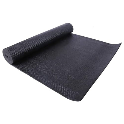 Signature Fitness All Purpose 0.25 Inch Thick High Density No Tear Exercise Yoga Mat with Strap & Lightweight Features for Indoor & Outdoor Use, Black