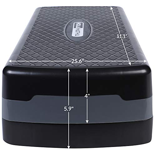 Compact Portable Aerobic Step Platform Exercise Fitness Equipment, Cardio Stepper with Adjustable Height for Home Gym - color: Black/Grey