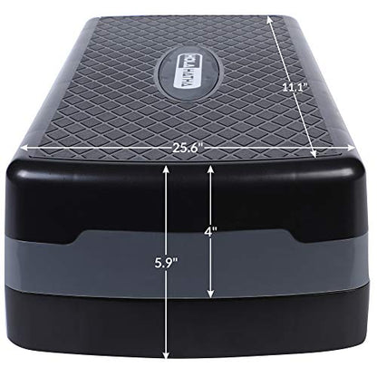 Compact Portable Aerobic Step Platform Exercise Fitness Equipment, Cardio Stepper with Adjustable Height for Home Gym - color: Black/Grey