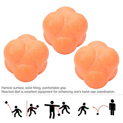 3Pcs Irregular Shape Reaction Ball Set, Hand Eye Coordination Training Balls, Agility Trainer for Fitness, Hexagonal Design with Unpredictable Bounce, Sturdy TPR Material