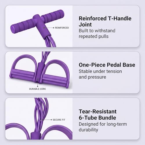 Resistance Bands with Handles, 6 Tube Pedal Exercise Bands for Home Workout, Adjustable Resistance Bands for Arms Legs & Core Training