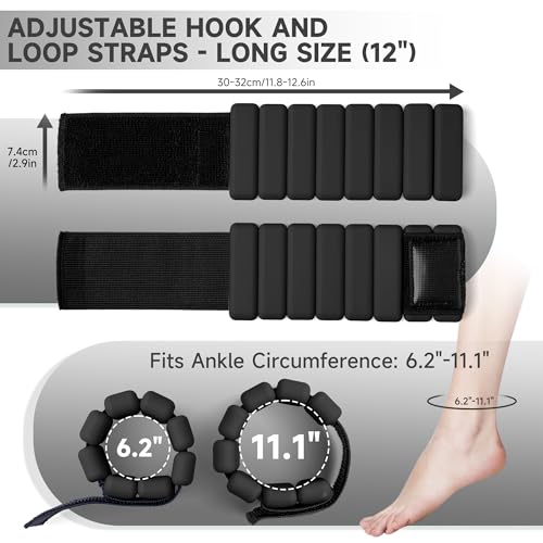 Weighted Bangles for Wrist and Ankle Weights for Women 1LB Each (Set of 2) | Workout Weights for Yoga, Pilates & Walking | Leg & Arm Weights Men BLACK