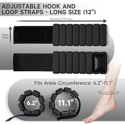 Weighted Bangles for Wrist and Ankle Weights for Women 1LB Each (Set of 2) | Workout Weights for Yoga, Pilates & Walking | Leg & Arm Weights Men BLACK