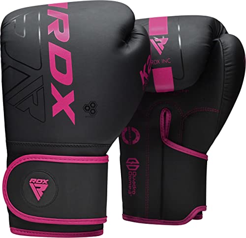 RDX Boxing Gloves, Pro Training Sparring, Maya Hide Leather, Muay Thai MMA Kickboxing, Men Women Adult, Heavy Punching Bag Focus Mitts Pads Workout, Ventilated Palm, Multi Layered, 8 10 12 14 16 18 Oz - color: PINK, size: 12 OZ