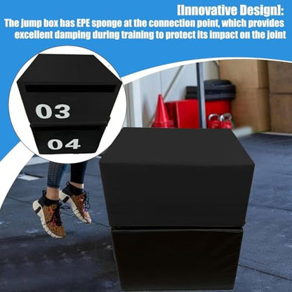 4-in-1 Foam Jumping Exercise Box Plyo For Home Gym Non-slip PU Leather Cover For Workouts Training Strength