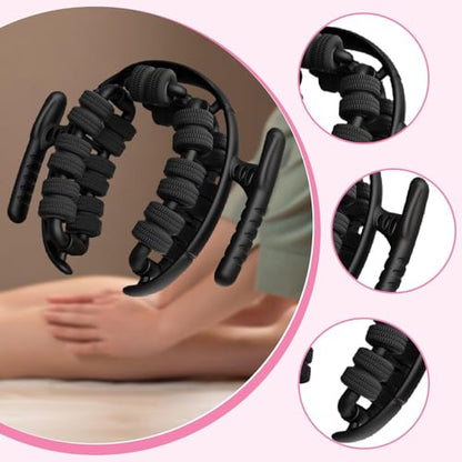 Generic Massage Roller Muscle Leg Relaxer 6 Axis 28 Wheel Circular Roller Lightweight PP Material Ergonomic Handle Suitable for Athletes Office Use