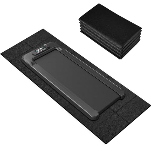 Treadmill Mat,70"x32",6mm Thickness Foldable Exercise Equipment Mat for Carpet Hardwood Floors, Compatible with Walking Pad,Spin Bike,Elliptical Trainer,Rowing Machine - size: 70"L x 32"W x 0.24"Th