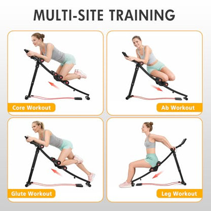 Dual Track Fitness Ab Machine Ab Cruncher, Adjustable Height Waist Trainer, Foldable Home Gym Equipment with 4 Adjustable Resistance Levels and Resistance Bands - size: Single Track