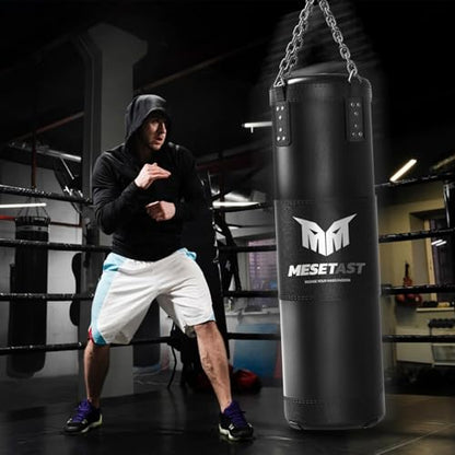Mesetast Punching Bag for Adults, 4ft Heavy Boxing Bag Set with 12 OZ Gloves for MMA Karate Kickboxing Boxing - Unfilled - color: 1.Black