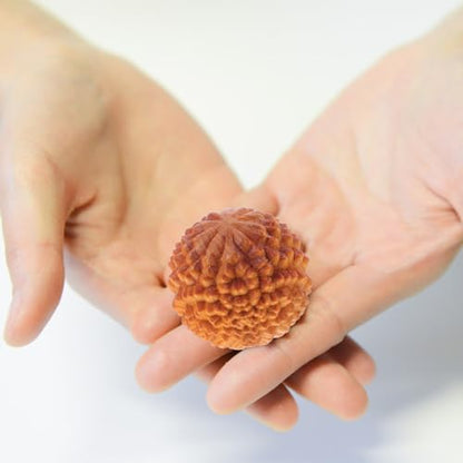SOIMISS 2 Pieces Durian Shaped Wood Hand Massage Balls Mini Rolling Massagers Baoding Style Fitness Supplies Stress Relief Muscle Relaxation Acupoint Stimulators Roller Light Yellow Length 1.57 Inch