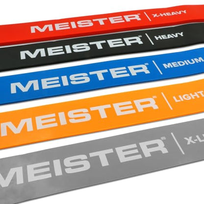 Meister X Band Comfort-Width 41" x 2" Resistance Bands - X-Wide Premium Loop Bands - style: Complete 5 Band Set