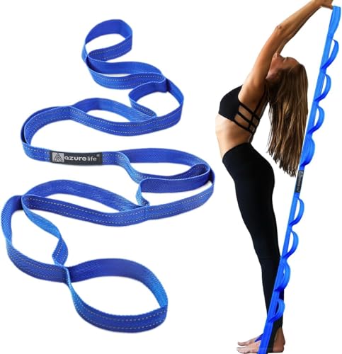 10 Loops Stretching Strap Yoga Strap Stretch Bands Physical Therapy for Exercise - color: Blue