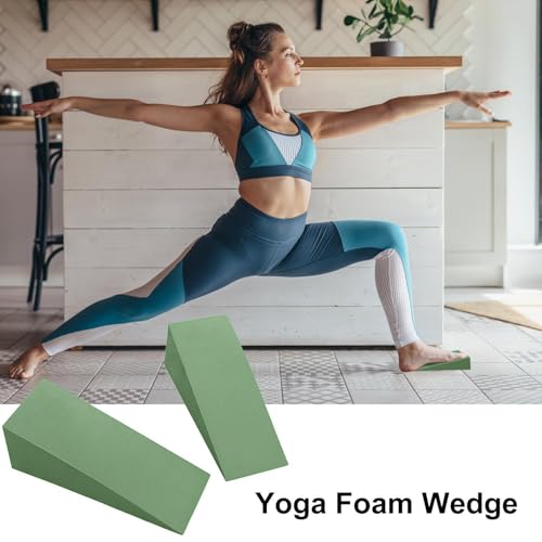Wedge Block - EVA | Incline Board | Balance Board Foam Stretching Wedge Slant Calf Stretch Foot Support Exercise Tool for Physical Yoga Fitness Training Rehabilitation and Daily Use - color: Green 15x6x5cm ( pair)