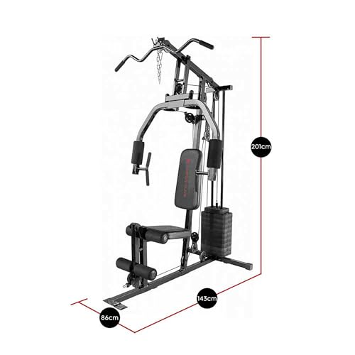 Marcy Multifunctional Workout Station 100lbs to 200lbs Stack Home Gym for Weightlifting and Bodybuilding - color: Black - 100 lbs