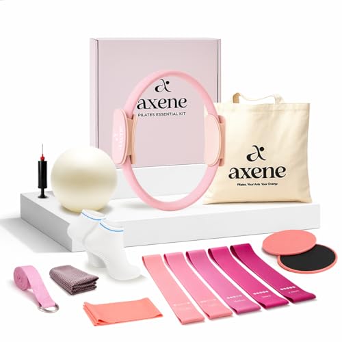 Axene Pilates Ring Kit for Home Workouts – 14" Magic Circle, Pilates Equipment Set for Women | Resistance Bands, Core Sliders, Non-Slip Socks, Bilingual Guide & Carry Bag