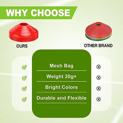 Ashsajkd(Set of 25/50/100 - Agility Soccer Cones with Carry Bag and for ， Football Cones for TrainingFootball, Basketball, Coaching, Agility Cones for Indoor and Outdoor Games