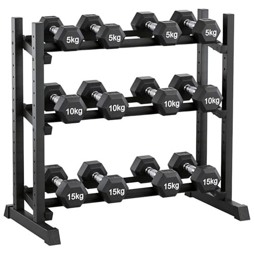 Dumbbell Rack 3-Tier Adjustable Dumbbell Rack Suitable for Dumbbells, Kettlebells, and Other Compact Weights Space-Saving Dumbbell Storage Rack - 1000LBS Capacity - size: STANDARD Rack