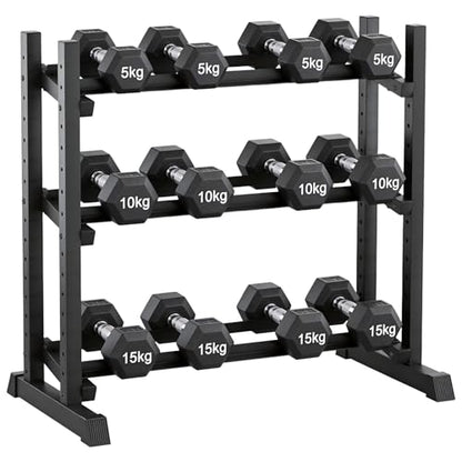 Dumbbell Rack 3-Tier Adjustable Dumbbell Rack Suitable for Dumbbells, Kettlebells, and Other Compact Weights Space-Saving Dumbbell Storage Rack - 1000LBS Capacity - size: STANDARD Rack