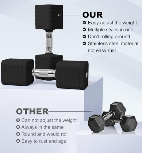 Adjustable Dumbbell Set for Women Men 7.5LB/10LB/15LB/20LB/25LB Each - color: Black, style: 15LB Each [30 LBS Total]