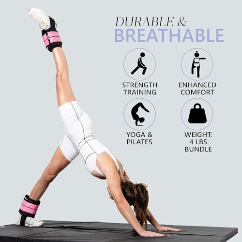 Ankle & Wrist Weights – 8/16/20/30 lbs Pair (4–15lbs - Each) | Dual Adjustable Secure Strap System | Patented Design | Ideal for Home Workouts, Pilates, Yoga, Glute Training - size: 04 lbs each (8 lbs pair)