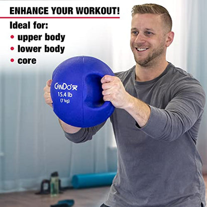 CanDo Molded Dual-Handle Medicine Ball for Strength Training, Core Workouts, Warmups, Cardio, and Plyometrics with Handles for Home and Clinic Use - style: e) 15.4 lb
