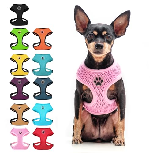 BINGPET Small Dog Harness, No Pull Step-in Puppy Pet Vest, Pink - color: Pink, size: XS (NECK: 10", CHEST: 10"-14")